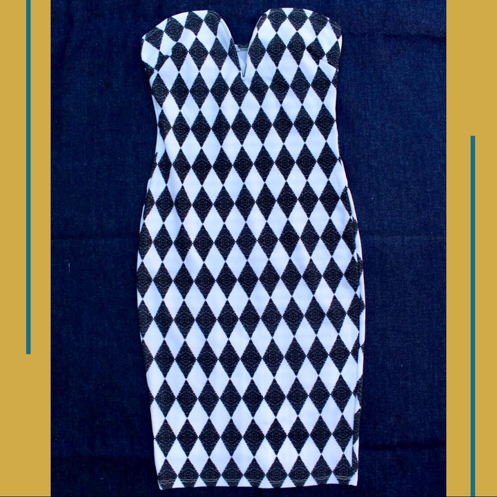 Black and White Fitted Dress